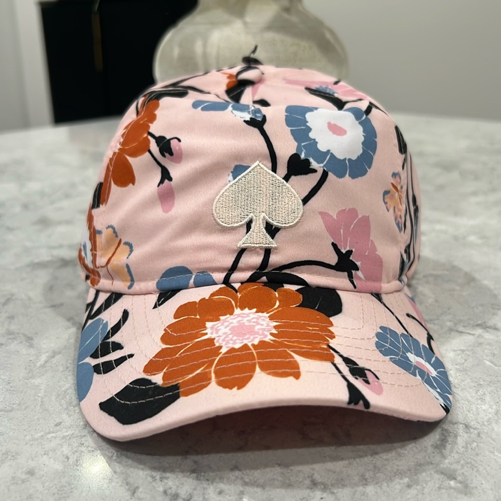 Kate Spade Pink Floral Hat with Orange and Blue Accents NWOT